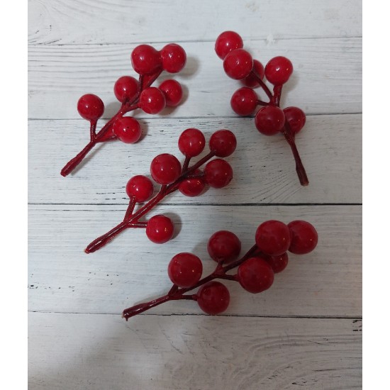 Ягоды на ветке (муляж) 15 мм, цена за 1 шт